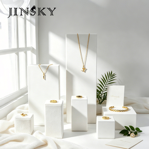 Expositor de joyería de terciopelo de lujo JINSKY para collares de perlas, pendientes, pulseras de cristal, organizador y soporte. - Product Image 3