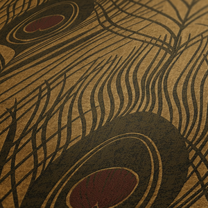 Hecho en Alemania - Rollos de Papel Tapiz de Lujo, Diseño de Plumas Marrón Amarillo Negro, Papel Tapiz de Vinilo No Tejido para Contratos - 10,05 x 0,53 m - Product Image 1