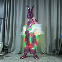 Costumes LED Lapin Rose Miroir pour Bar, Fête d'Anniversaire, Parc d'Attractions, Spectacle Ambulant, Défilé de Rue, Costumes Réfléchissants Effet Miroir