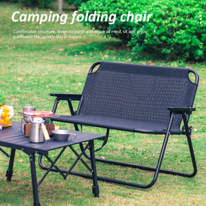 Banc de jardin pliant double de luxe portable pour l'extérieur avec impression de logo en gros – Chaise longue double pour pique-nique et camping - Product Image 3