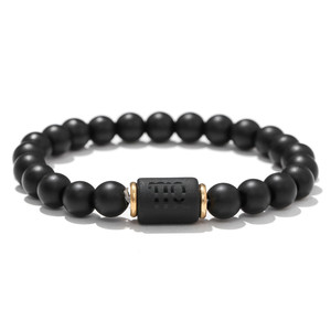 Bracelets d'<span class=keywords><strong>horoscope</strong></span> en pierre naturelle mate à la vente chaude <span class=keywords><strong>2023</strong></span>, perles d'onyx noir élastiques, bracelet porte-bonheur avec signe <span class=keywords><strong>du</strong></span> zodiaque pour cadeau - Product Image 2