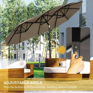 DB สำหรับขายร้อน9.5ft ร่มสองด้านร่มตลาดกลางแจ้งขนาดใหญ่ร่มด้วยปุ่มกดเอียงข้อเหวี่ยง3ช่องระบายอากาศฐาน12" - Product Image 6
