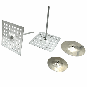 Pins d'isolation en acier doux à tige barbelée, zingués, base perforée carrée <span class=keywords><strong>de</strong></span> 2 pouces, tête à motif damier, pointe acérée pour conduits d'air CVC - Product Image 6