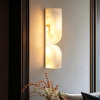 Applique Murale LED Moderne de Luxe en Marbre Alabastre, Direct Usine, Dimmable, Anti-Éblouissement, en Laiton, pour Salon, Chambre, Couloir, Escalier