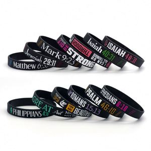 Bracelet en silicone élastique chrétien personnalisable pour hommes et femmes, bracelet promotionnel avec inscription biblique - Product Image 2