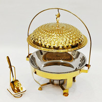 Ensemble de réchauds de buffet Lefeng en acier inoxydable doré de luxe, 4,5L-8L, chauffage à la vapeur, équipement de restauration commerciale