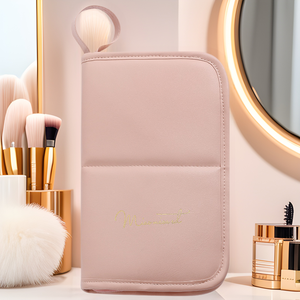 Bolsa de Maquillaje Beilian de Gran Capacidad, Estuche Cosmético Portátil para Viaje, Rosa, Beige, Negro - Product Image 1