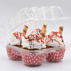 Cao Cấp Pet Nhựa 4 Khoang Stackable Cupcake <span class=keywords><strong>Container</strong></span> Với Mái Vòm Sâu Cho Bất kỳ Bánh Cửa Hàng - Product Image 3