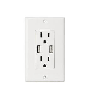 Prise murale universelle 110V USA standard avec 2 prises AC et multi-prises USB, courant nominal 15A - Product Image 1