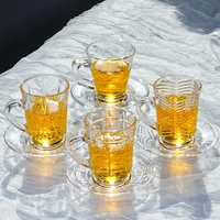 Ensemble de tasses à thé et soucoupes en cristal transparent de luxe pour mariage et fête, vente chaude, élégant pour la maison, vaisselle à café
