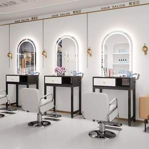 กระจกแต่งผม LED ยอดนิยมแบบไม่ต้องเจาะติดผนัง พร้อมขาตั้งสำหรับร้านทำผมโดยเฉพาะ โครงโต๊ะกระจกสำหรับร้านเสริมสวยและร้านทำผม - Product Image 6