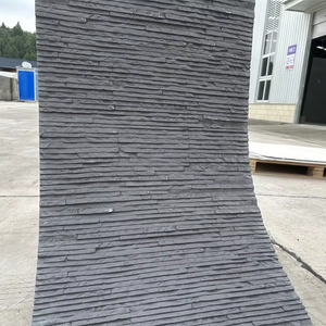 Décoration murale intérieure et extérieure de la maison décoration murale alternative en pierre 3d placage de pierre artificielle noire flexible - Product Image 2