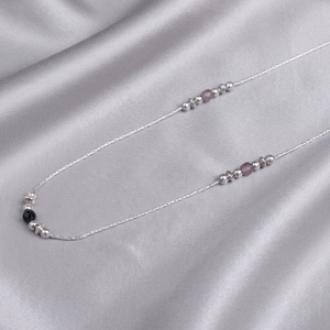 Collar de Cadena de Plata Fina Moderna con Detalles de Cuentas Moradas y Negras, Joyería Delicada Unisex para Estilo Casual y de Fiesta - Product Image 4