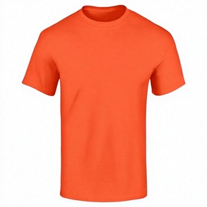 T-shirt à manches courtes col rond pour homme, orange, uni, décontracté, coupe classique, tricoté, 100% coton peigné 220g, écologique - Product Image 4