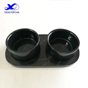 Natural Marble Eco-Friendly Pet Dog Food Bowl Portable Nature Marble Double Pet Food Bowl Feeder Haustiernapf For Food And Water