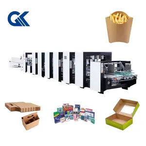 GAOKE automatic wine box fruit carton crash lock bottom 3 points cardboard box folding gluing machine(GK-1200/1450-PCS)