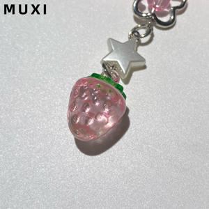 Estilo pastoral dulce lindo pequeño <span class=keywords><strong>bosque</strong></span>-estilo tridimensional fresa arco teléfono móvil cadena decoración hecha de poliéster - Product Image 6