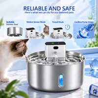 Fontaine à eau pour chat en acier inoxydable sans pompe 7L, distributeur d'eau sans fil avec capteur, filtration en 4 étapes pour animaux domestiques d'intérieur