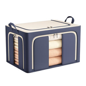 Boîte de rangement pour vêtements en tissu Oxford, rectangulaire, couleur unie, organisateur de garde-robe en tissu, type sur pied, pour usage domestique - Product Image 3