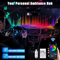Lampe d'ambiance LED pour voiture, éclairage d'ambiance RGB pour pare-brise avant et tableau de bord, lampe d'atmosphère intérieure en acrylique, contrôle USB et application à distance