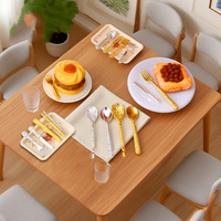 Vaisselle en résine miniature pour maison de poupée à l'échelle 1:12 Mini baguettes Fourchette Cuillère Couteau Ensemble pour maison de poupée Accessoires de cuisine