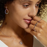 Arc-en-ciel fabricant de bijoux fins Design de luxe 925 argent coloré CZ diamant grandes boucles d'oreilles diamant boucles d'oreilles pour les femmes