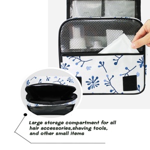 Blue Flowers Patterns Portable <b>Storage</b> Bag <b>Toiletries</b> Organizer Women Zipper Waterproof Hanging Travel Wash Pouch Bag - Product Image 5