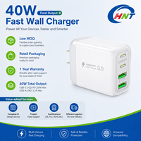 Chargeur mural USB-C 4 ports électrique 40W HNT Factory Wholesale avec charge rapide PD3.0 QC3.0 et protection OTP – Adaptateur secteur multiport