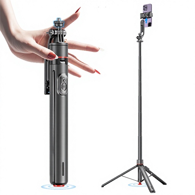 176cm Automatic for Aluminum Alloy Selfie Stick Tripod Magnetic Wireless Remote 1/4 Screw Foldable 2kg Load Vlog Live Phone