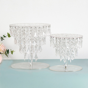 LANJO Elegant Acrylic <b>Crystal</b> Cake <b>Stand</b> Chandelier Style Wedding Decor Display Pedestal with Detachable Design - Product Image 4