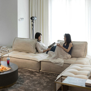 Sofá Modular Combinado de Tela Tecnológica Estilo Nórdico, Tipo Bloque de Tofu, para Balcón, Dormitorio y Sala de Estar Pequeña, de Diseño Relajado - Product Image 4