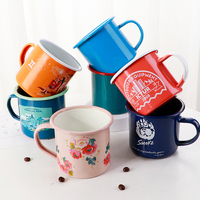 Vente en gros de tasses à café en émail personnalisées avec logo imprimé, 240 ml, 350 ml, 500 ml, pour le camping, souvenir promotionnel, cadeau réutilisable