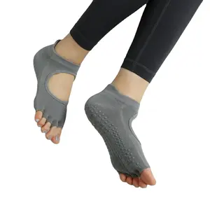 Professional Women's Sports Pilates Socks with Full Toe Premium Performance Half Toe Ankle Grip Socks