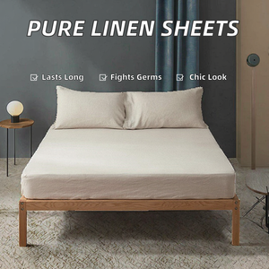 Parure de lit Queen Size en soie/lin, style ferme moderne, 4 pièces, 300 fils, prélavée, poches profondes, qualité hospitalière - Product Image 2