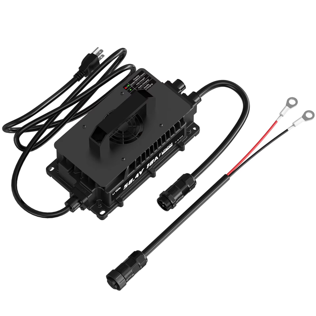 LiTime Three-stage Charging IP65 Waterproof Professional Lithium Battery Charger 58.4V 18A Input Cable LED Indicators Portable