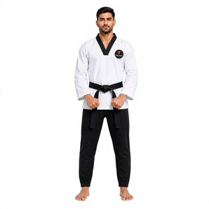 Tenue d'entraînement de Taekwondo Dobok – Ensemble veste et pantalon en tissu léger, respirant et durable, col en V, coupe confortable, personnalisable - Product Image 1