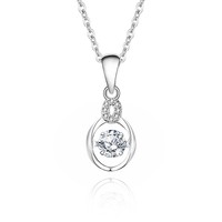 Collier en Moissanite 5mm, Pendentif Ovale Ouvert en Pierre Bleue CZ pour Femme, Argent Sterling 925 Plaqué Or Blanc, En Stock, Bijoux en Gros