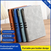 Carnet de notes professionnel A5 simple, personnalisable avec logo, pour réunions d'entreprise, en cuir PU, avec emplacement pour stylo, 100 feuilles, promotionnel avec dorure à chaud