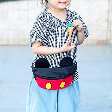 Fanny Pack Micky Kids Toddlers Fanny Pack Waist Bag Cute Cartoon with Mouse Ear Canvas Crossbody Purse for Little Boys Girls