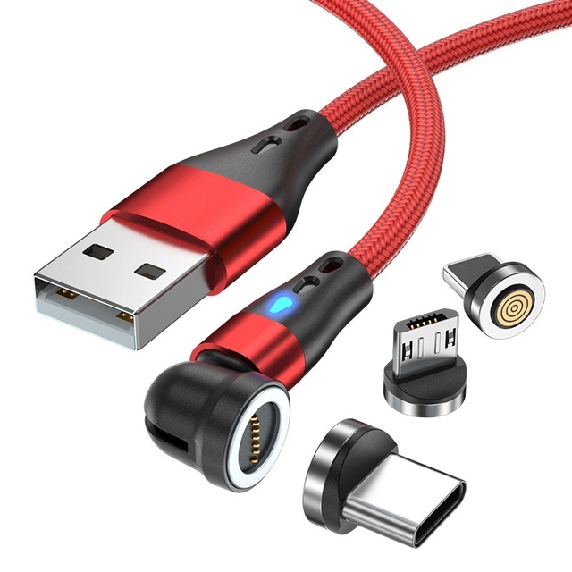 Wholesale 3 In1 Aluminum Alloy Magnetic Charging Cable 1M 2M 3A Fast Charging 540 Degree Magnetic Usb-c Cable