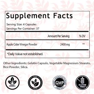 Capsules de vinaigre de cidre de pomme OEM/ODM |   2400 mg |   150 unités |   Complément alimentaire sain pour soutenir la santé digestive et la santé de la peau - Product Image 2