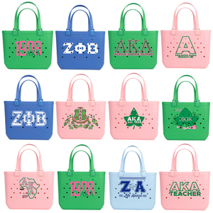 Bolsa de Playa de EVA con Letras Griegas y Logotipo Personalizado, Bolsa de Playa de Goma de Gran Capacidad para Fiestas al Aire Libre, Impermeable y Perforada - Product Image 4