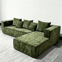 Canapé modulaire élégant en forme de L, compressé sous vide, pour salon moderne, en tissu, effet nuage, en mousse, livré en boîte