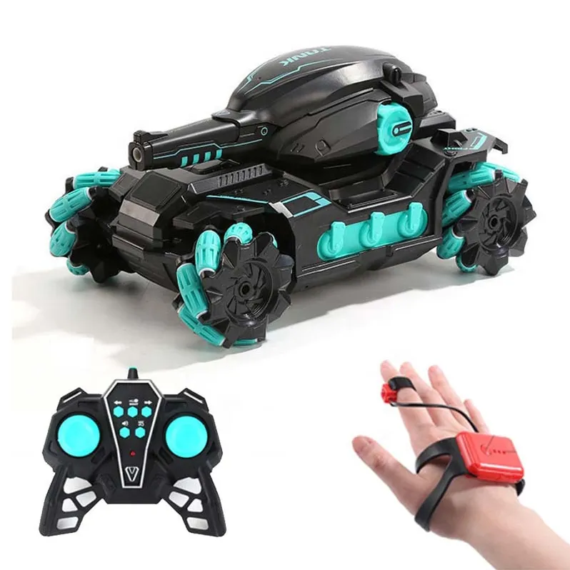 Gel Ball Blaster Electric Tank Fight Water Bullet Launch 2.4G Remote Control Car 360 Degree Spin RC Car Toys for Kids
