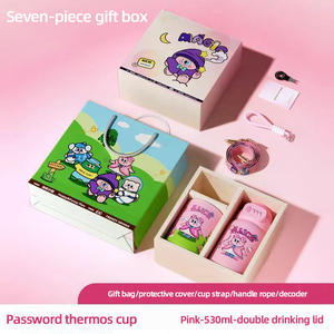 Taza <span class=keywords><strong>termo</strong></span> para niños con cerradura de combinación de dibujos animados, <span class=keywords><strong>botella</strong></span> de agua al vacío aislada de acero inoxidable con tapa de paja para estudiantes - Product Image 4