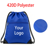 Tas Serut Promosi dengan Logo, Tas Ransel Olahraga 420D, Tas Ransel Serut untuk Gym, Dapat Didaur Ulang, Dapat Digunakan Kembali, Polos