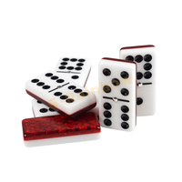Jeu de dominos de luxe, jumbo, noir, logo gravé, jeu de dominos à points de couleur, dominos double 9 bicolores