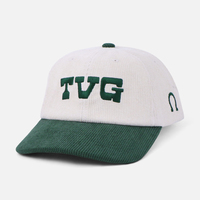 Casquettes Snapback en Corduroy Bicolore Style Vintage avec Logo Brodé Personnalisé Beige 6 Panneaux Visière Courte Casquette de Baseball en Corduroy Vert Foncé