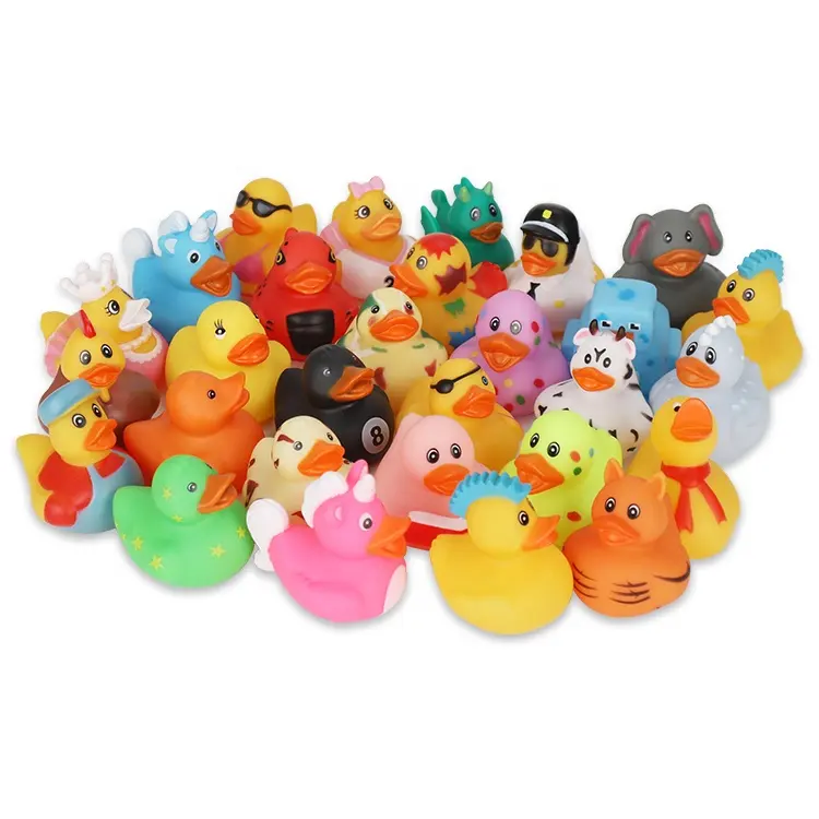 Cadeau promotionnel de festival en plastique canard en caoutchouc élégant vinyle canard de bain en vrac jouets canard en caoutchouc assorti de 2 pouces pour les enfants