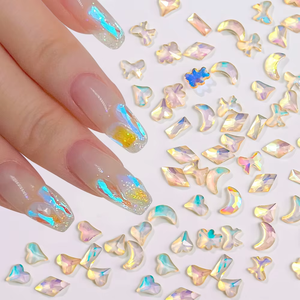 100pcs Aurora bướm tim gấu Sao Mặt Trăng móng tay Rhinestone pha lê ngựa mắt hình học móng tay đá quyến rũ trang trí móng tay - Product Image 5